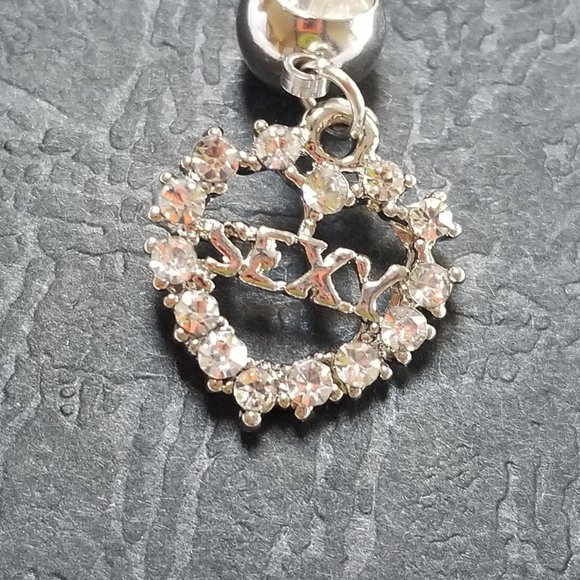 * 5/35* New Clear Rhinestone "SEXY" Belly Button Piercing 14G - Picture 4 of 4